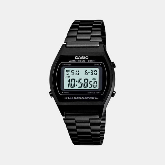 Vintage Unisex Quartz Black Dial Digital Stainless Steel Watch D180