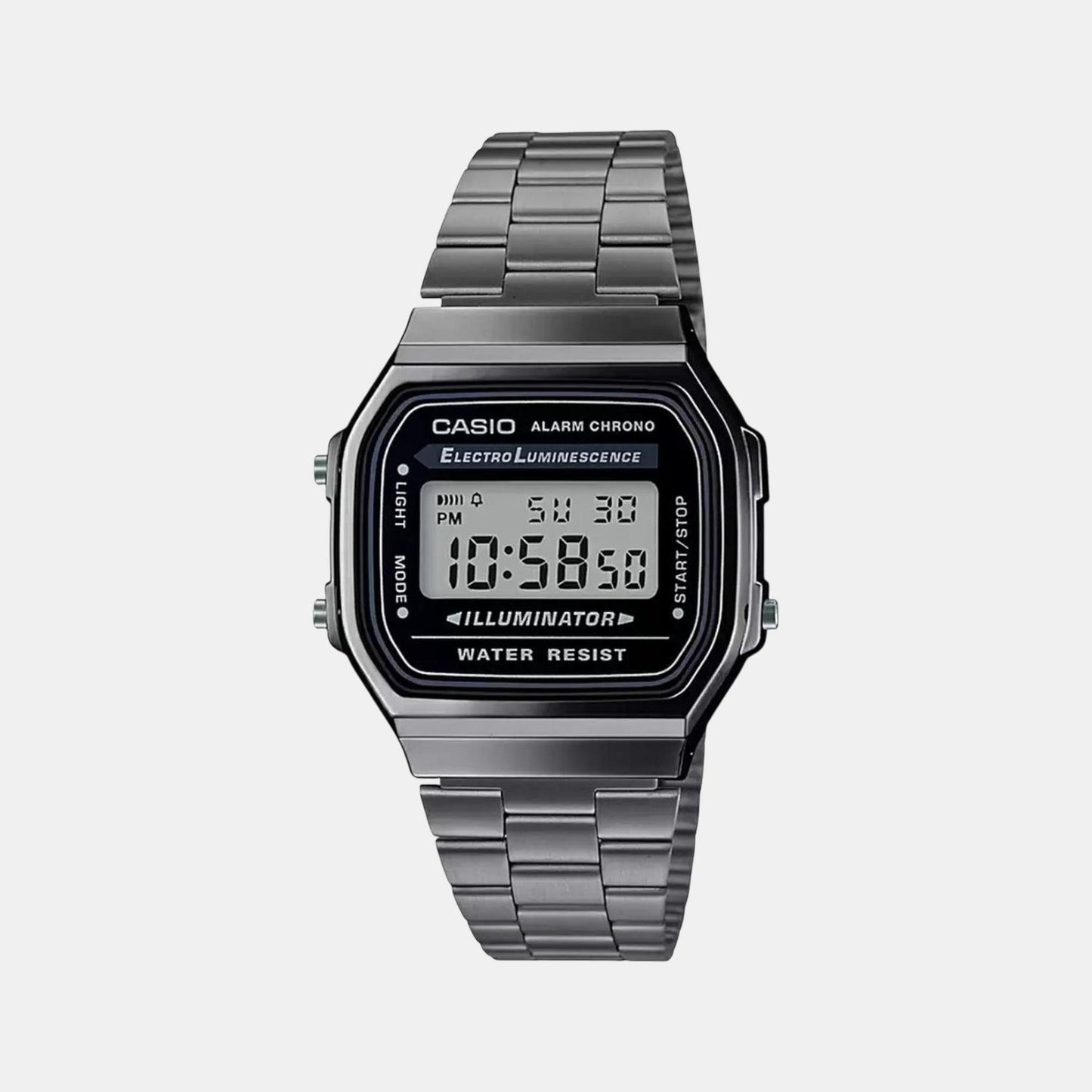 Vintage Unisex Quartz Black Dial Digital Stainless Steel Watch D181