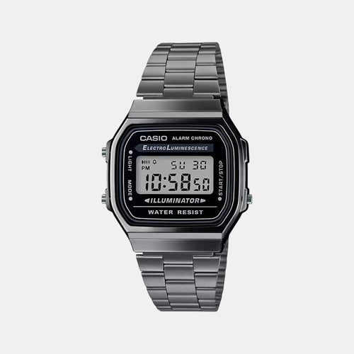 Vintage Unisex Quartz Black Dial Digital Stainless Steel Watch D181