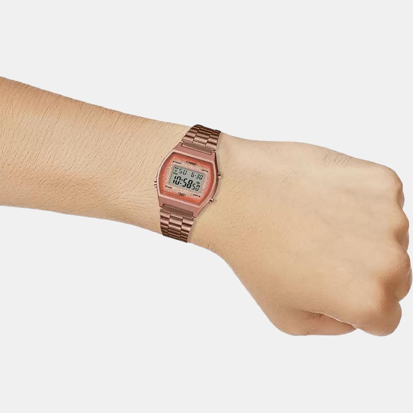 Vintage Unisex Quartz Rose Gold Dial Digital Stainless Steel Watch D187