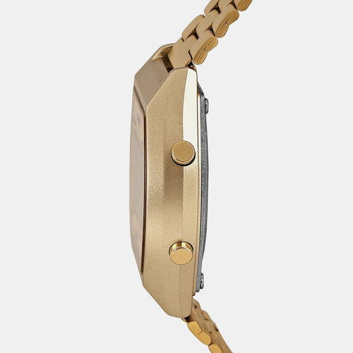 Vintage Unisex Quartz Gold Dial Digital Stainless Steel Watch D188
