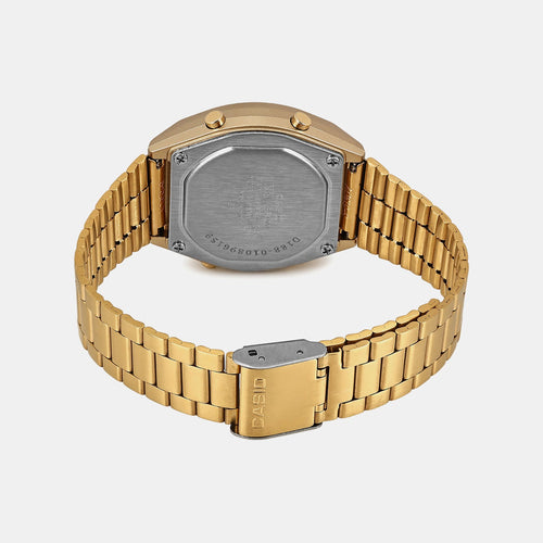 Vintage Unisex Quartz Gold Dial Digital Stainless Steel Watch D188