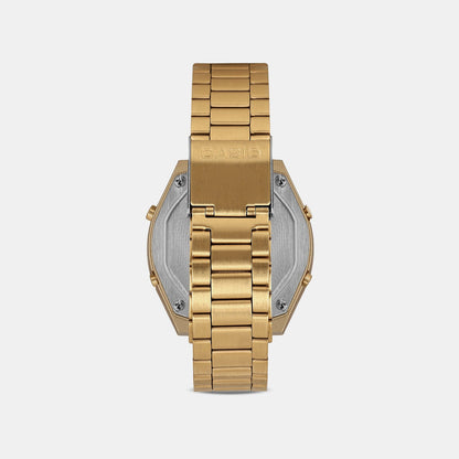 Vintage Unisex Quartz Gold Dial Digital Stainless Steel Watch D188