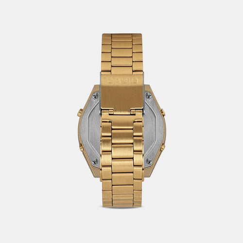 Vintage Unisex Quartz Gold Dial Digital Stainless Steel Watch D188