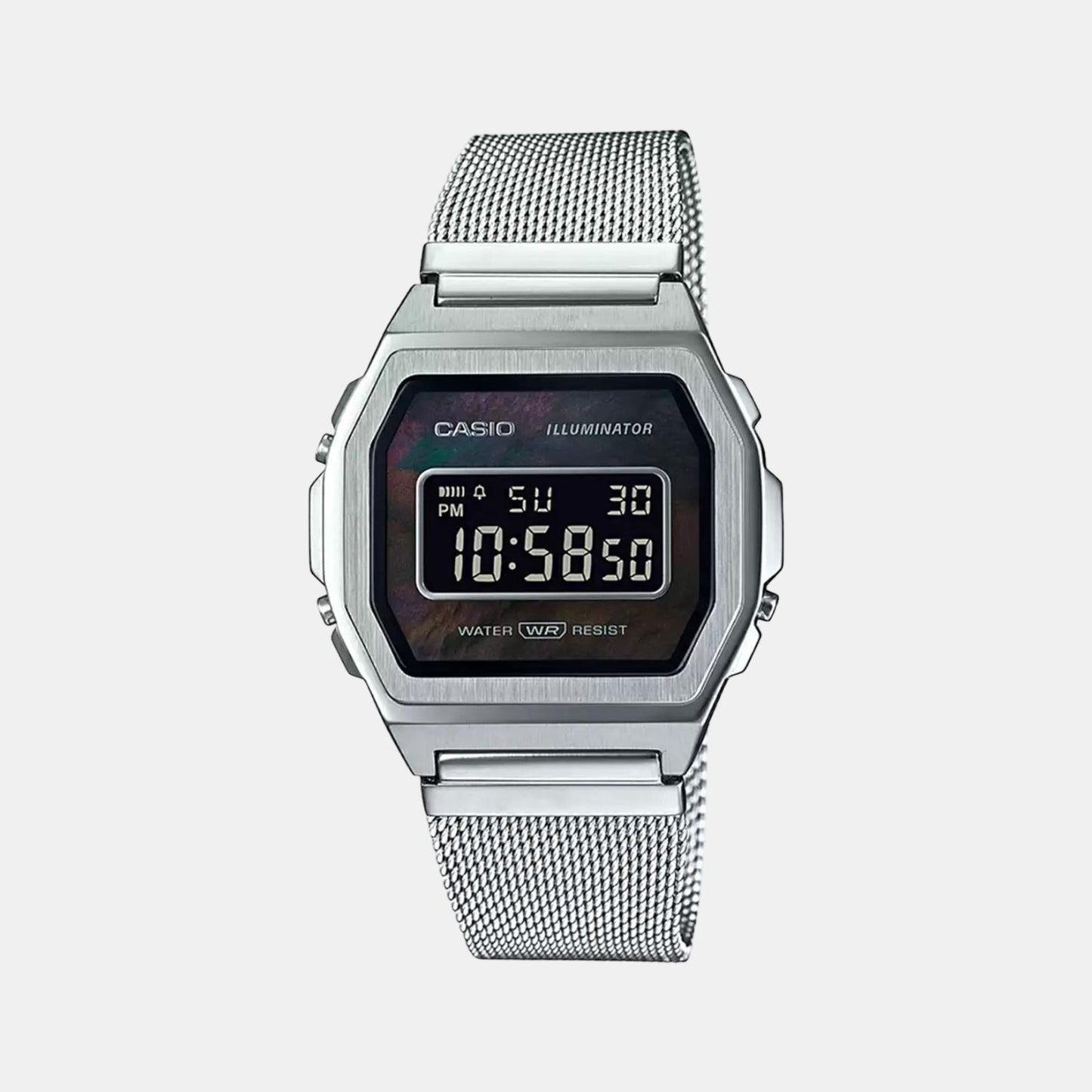 Vintage Unisex Quartz Black Dial Digital Stainless Steel Watch D194