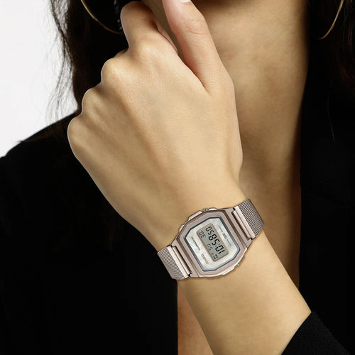 Vintage Unisex Quartz Rose Gold Dial Digital Stainless Steel Watch D195