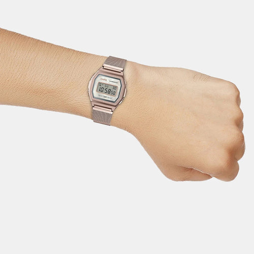 Vintage Unisex Quartz Rose Gold Dial Digital Stainless Steel Watch D195
