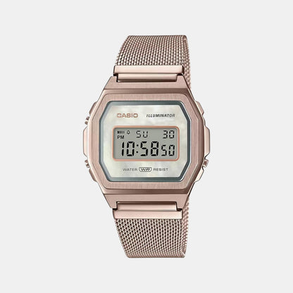 Vintage Unisex Quartz Rose Gold Dial Digital Stainless Steel Watch D195