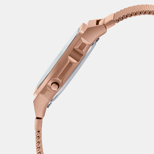 Vintage Unisex Quartz Rose Gold Dial Digital Stainless Steel Watch D196