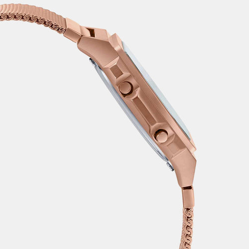 Vintage Unisex Quartz Rose Gold Dial Digital Stainless Steel Watch D196