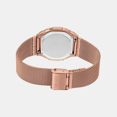 Vintage Unisex Quartz Rose Gold Dial Digital Stainless Steel Watch D196