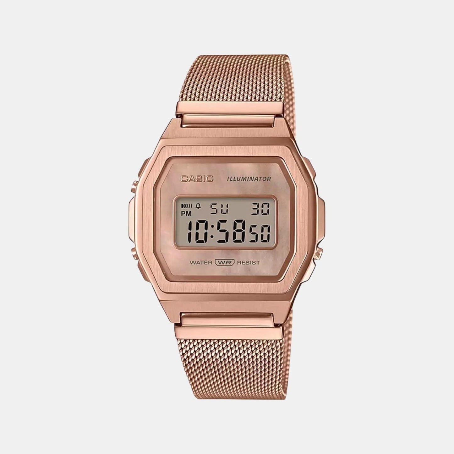 Vintage Unisex Quartz Rose Gold Dial Digital Stainless Steel Watch D196