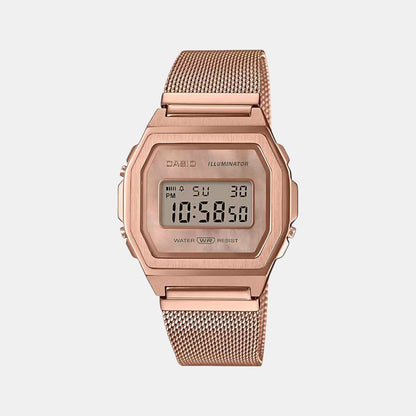Vintage Unisex Quartz Rose Gold Dial Digital Stainless Steel Watch D196