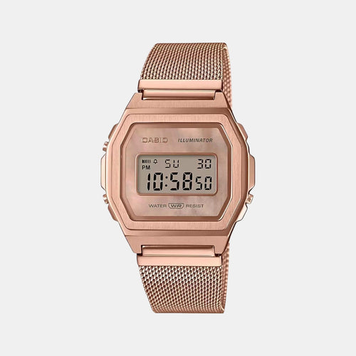 Vintage Unisex Quartz Rose Gold Dial Digital Stainless Steel Watch D196