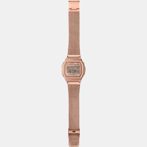 Vintage Unisex Quartz Rose Gold Dial Digital Stainless Steel Watch D196