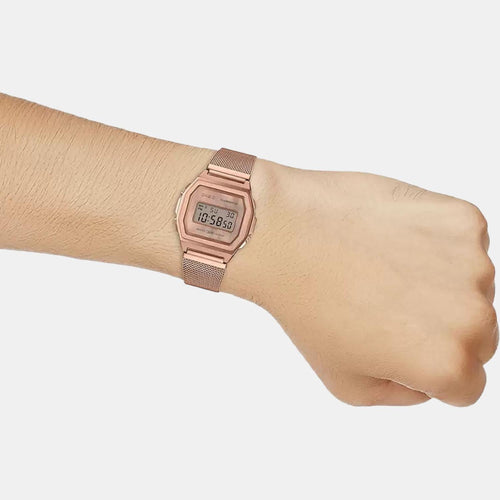 Vintage Unisex Quartz Rose Gold Dial Digital Stainless Steel Watch D196