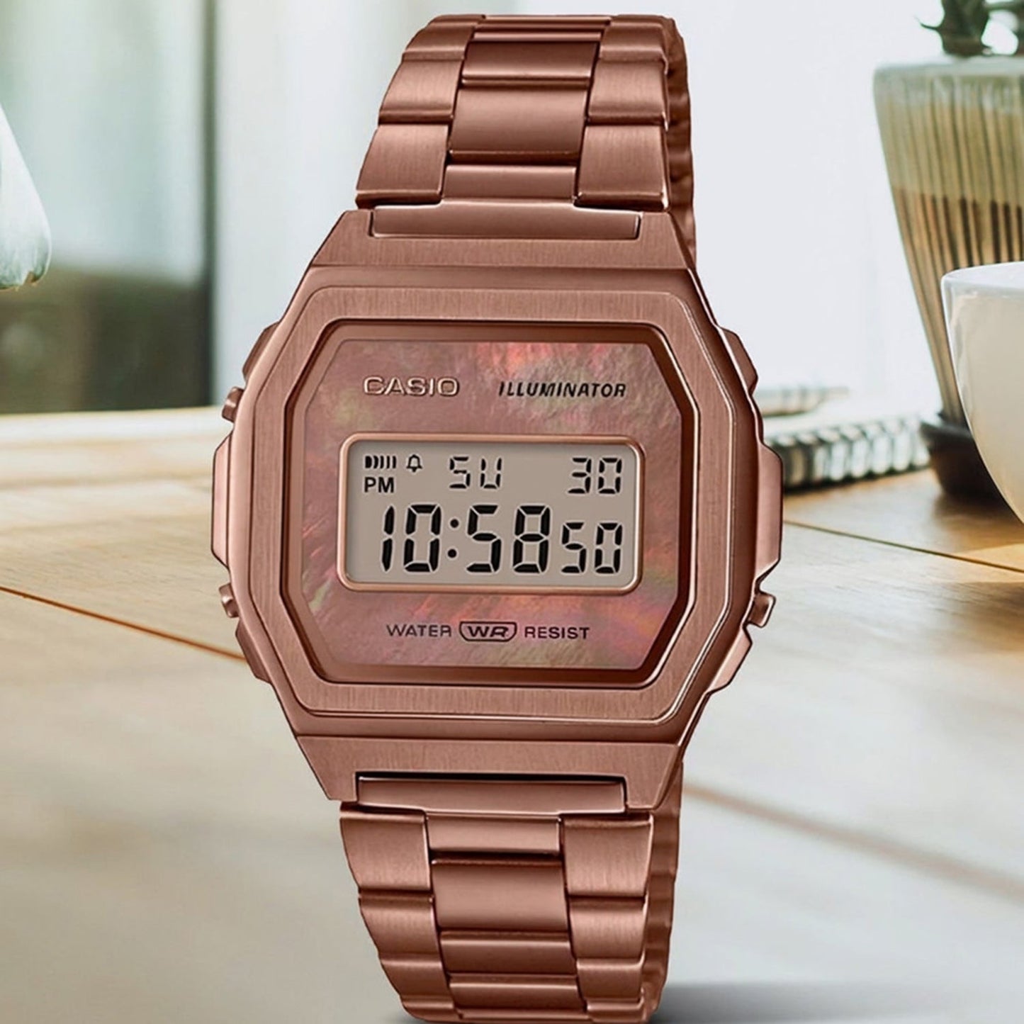 Vintage Unisex Quartz Rose Gold Dial Digital Stainless Steel Watch D197