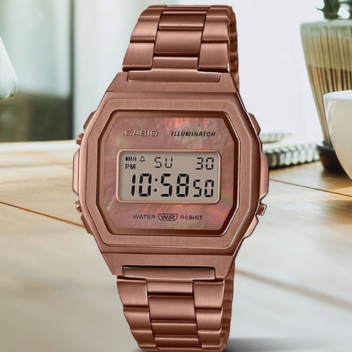 Vintage Unisex Quartz Rose Gold Dial Digital Stainless Steel Watch D197