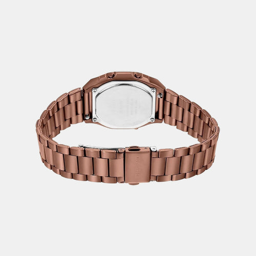 Vintage Unisex Quartz Rose Gold Dial Digital Stainless Steel Watch D197