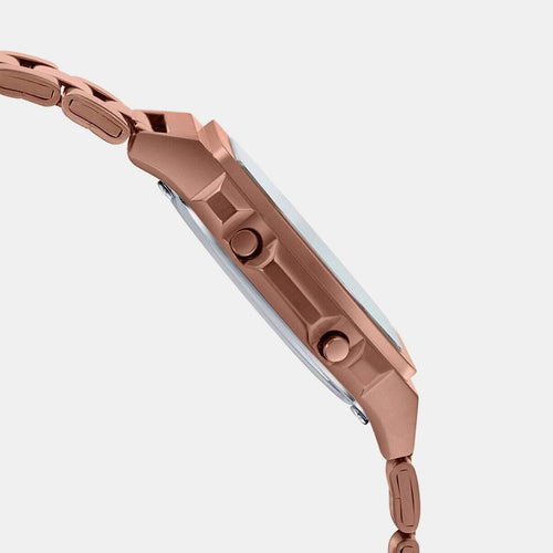 Vintage Unisex Quartz Rose Gold Dial Digital Stainless Steel Watch D197