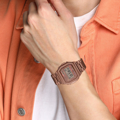 Vintage Unisex Quartz Rose Gold Dial Digital Stainless Steel Watch D197