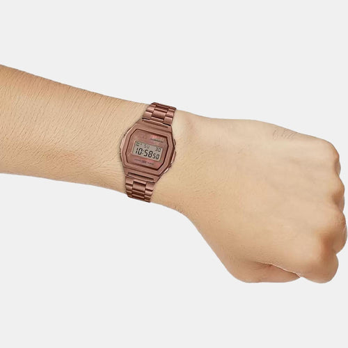Vintage Unisex Quartz Rose Gold Dial Digital Stainless Steel Watch D197