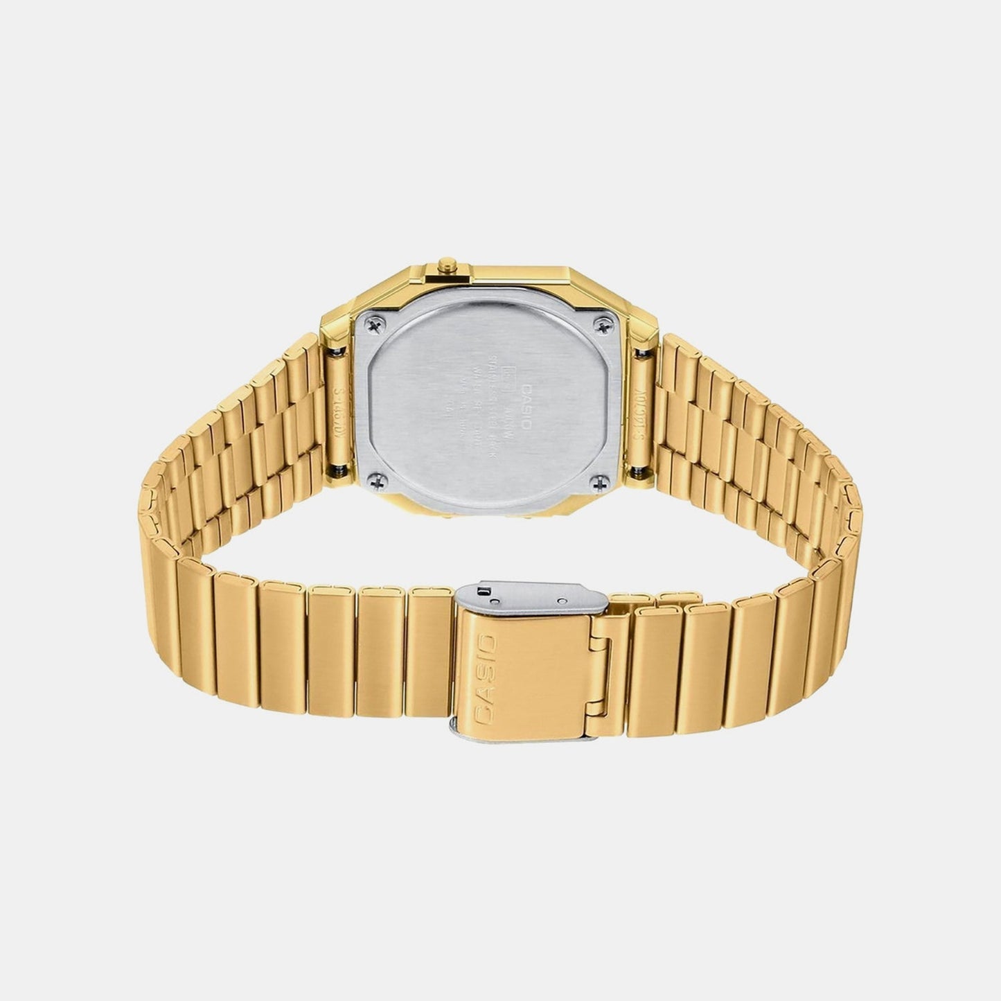 Vintage Unisex Quartz Gold Dial Digital Stainless Steel Watch D198