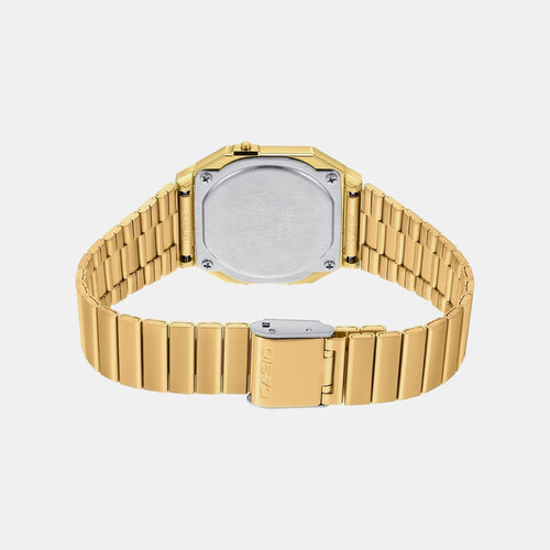 Vintage Unisex Quartz Gold Dial Digital Stainless Steel Watch D198