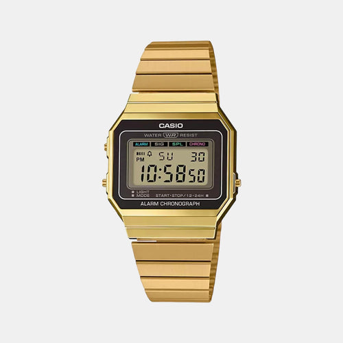 Vintage Unisex Quartz Gold Dial Digital Stainless Steel Watch D198