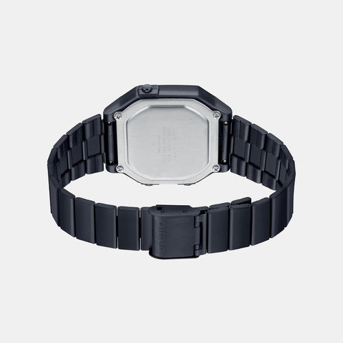 Vintage Unisex Quartz Black Dial Digital Stainless Steel Watch D199