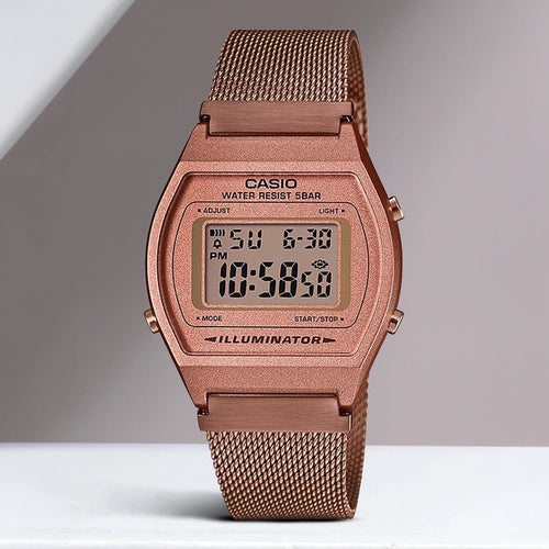 Vintage Unisex Quartz Rose Gold Dial Digital Stainless Steel Watch D216