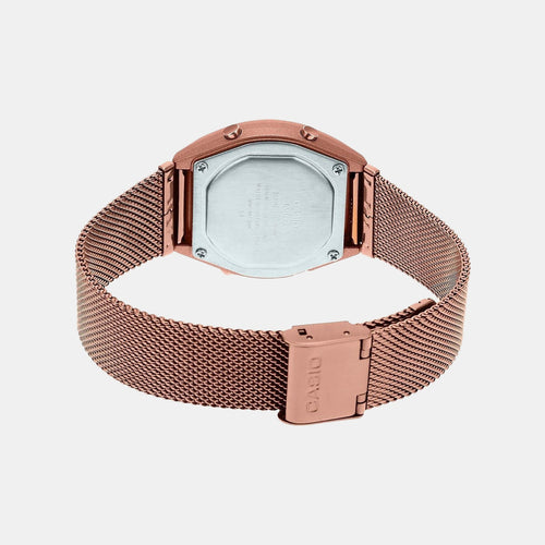 Vintage Unisex Quartz Rose Gold Dial Digital Stainless Steel Watch D216