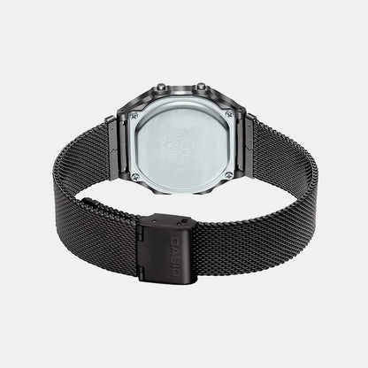 Vintage Unisex Quartz Black Dial Digital Stainless Steel Watch D259