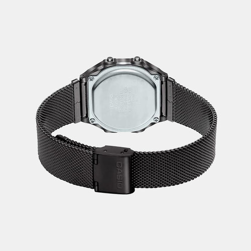 Vintage Unisex Quartz Black Dial Digital Stainless Steel Watch D259