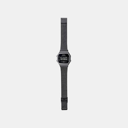 Vintage Unisex Quartz Black Dial Digital Stainless Steel Watch D259