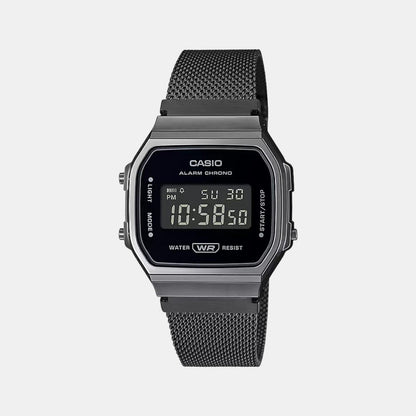 Vintage Unisex Quartz Black Dial Digital Stainless Steel Watch D259