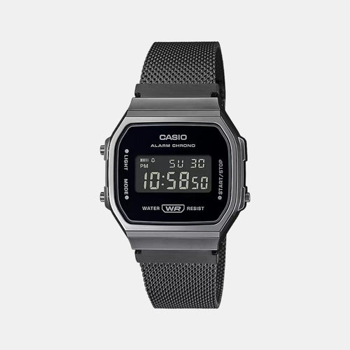 Vintage Unisex Quartz Black Dial Digital Stainless Steel Watch D259