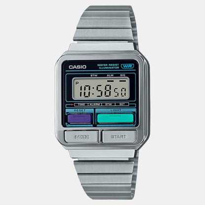 Vintage Unisex Quartz Silver Dial Digital Stainless Steel Watch D321