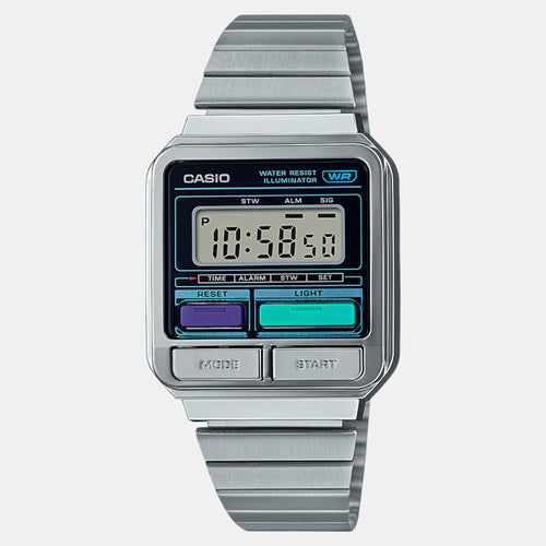Vintage Unisex Quartz Silver Dial Digital Stainless Steel Watch D321