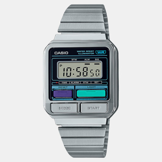 Vintage Unisex Quartz Silver Dial Digital Stainless Steel Watch D321