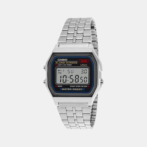 Vintage Unisex Quartz Black Dial Digital Stainless Steel Watch D338