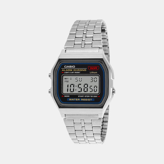 Vintage Unisex Quartz Black Dial Digital Stainless Steel Watch D338