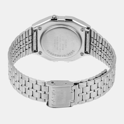 Vintage Unisex Quartz Black Dial Digital Stainless Steel Watch D338