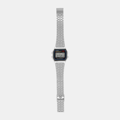 Vintage Unisex Quartz Black Dial Digital Stainless Steel Watch D338