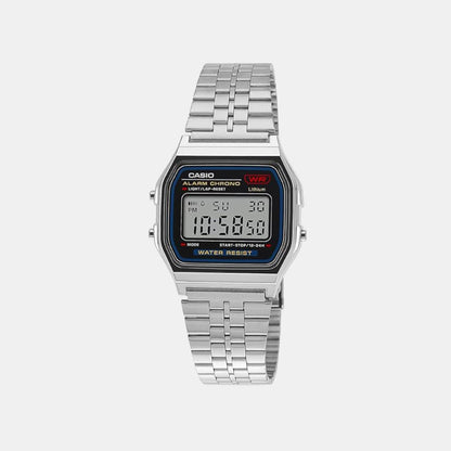 Vintage Unisex Quartz Black Dial Digital Stainless Steel Watch D339