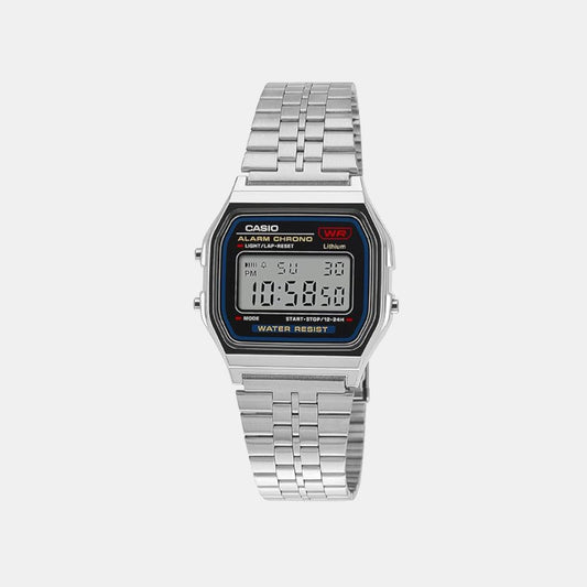 Vintage Unisex Quartz Black Dial Digital Stainless Steel Watch D339