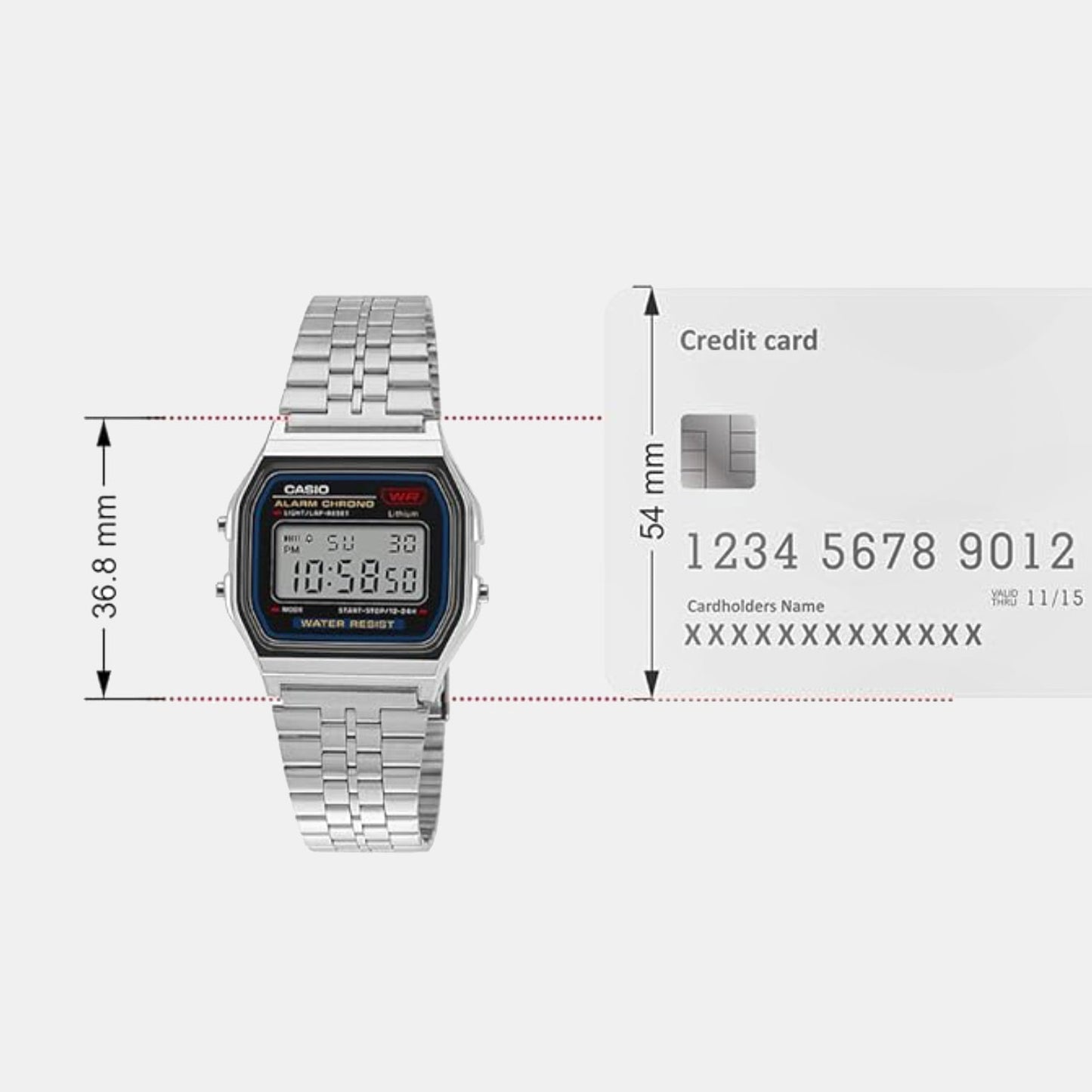 Vintage Unisex Quartz Black Dial Digital Stainless Steel Watch D339