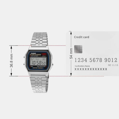 Vintage Unisex Quartz Black Dial Digital Stainless Steel Watch D339