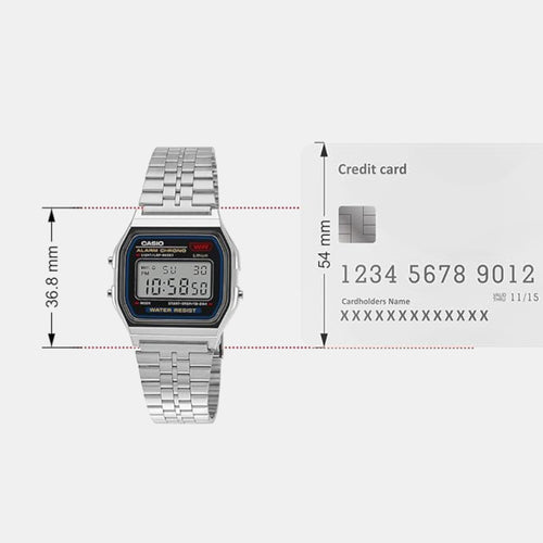 Vintage Unisex Quartz Black Dial Digital Stainless Steel Watch D339