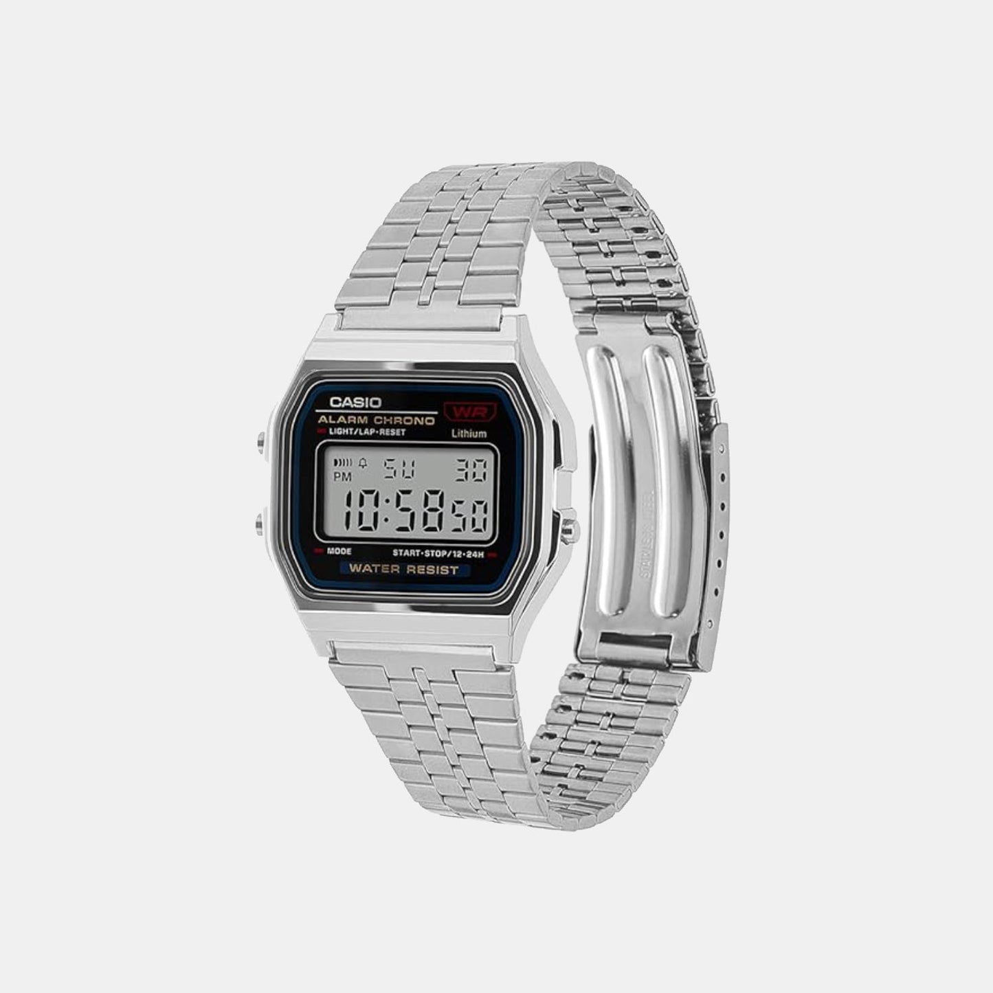 Vintage Unisex Quartz Black Dial Digital Stainless Steel Watch D339